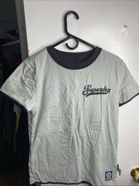 Superdry Mint Green Ringer Tee with Black Trim / reversible t-shirt.